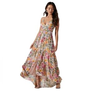 ASTR The Label Frolic Floral Cutout Maxi Dress Size Small